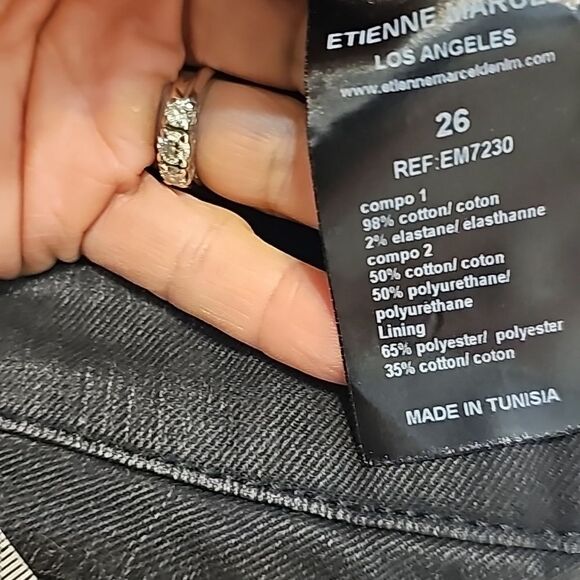 Etienne Marcel jeans black size 26 red zipper detail EUC - Picture 9 of 10